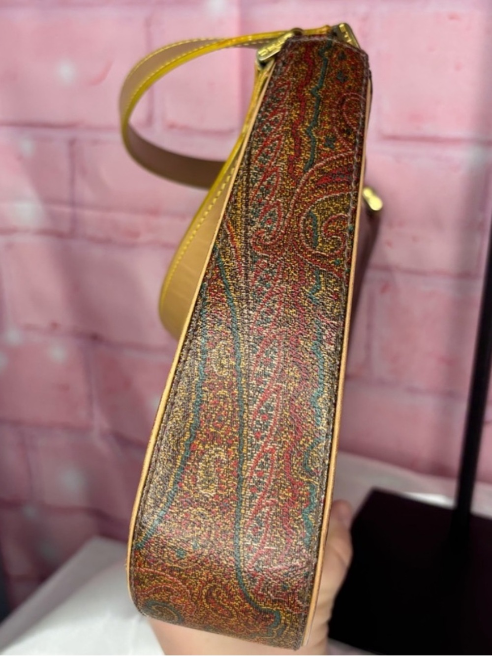 ETRO VTG Y2K Arnica Paisley Flap Hobo Shoulder Bag Gold Pegasus Accent Vintage - Picture 10 of 16